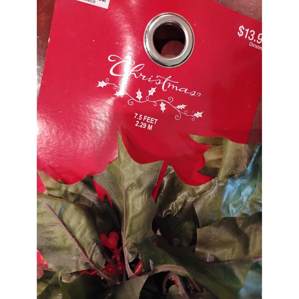Set of 3 Christmas Holly Berry Garlands 7.5ft Artificial Greenery Holiday Decor - Picture 2 of 2